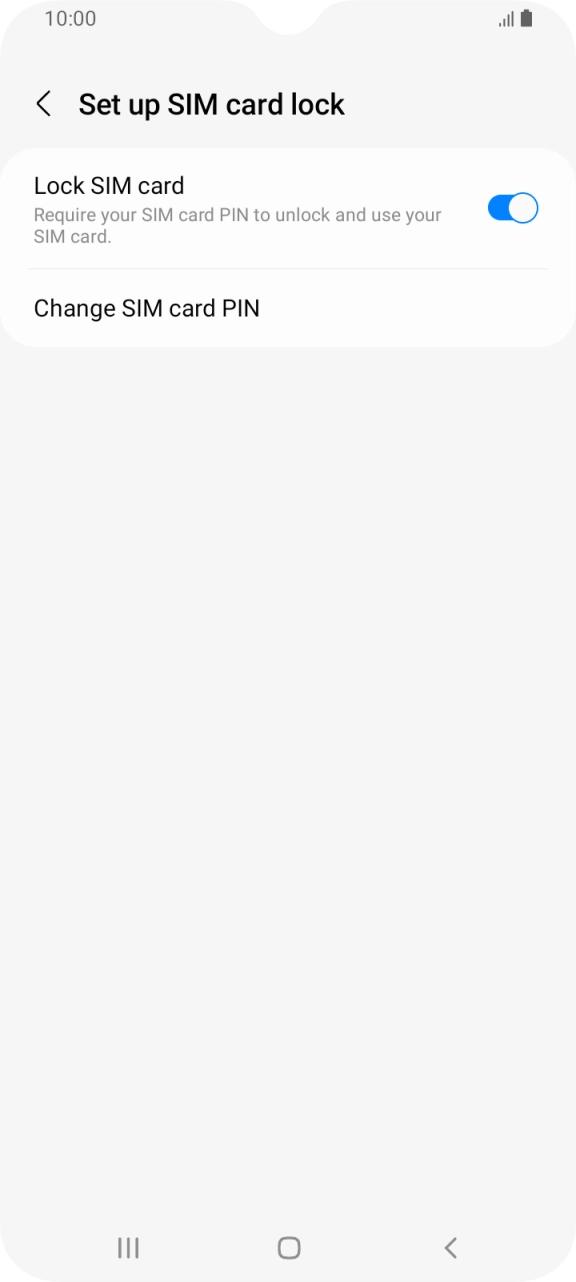 Press the indicator next to 'Lock SIM card' to turn the function on or off.