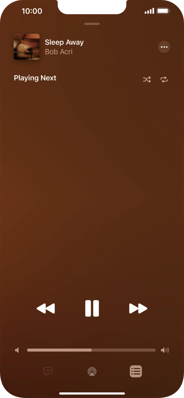 Press the shuffle icon to turn the function on or off. Press the shuffle icon to turn the function on or off.