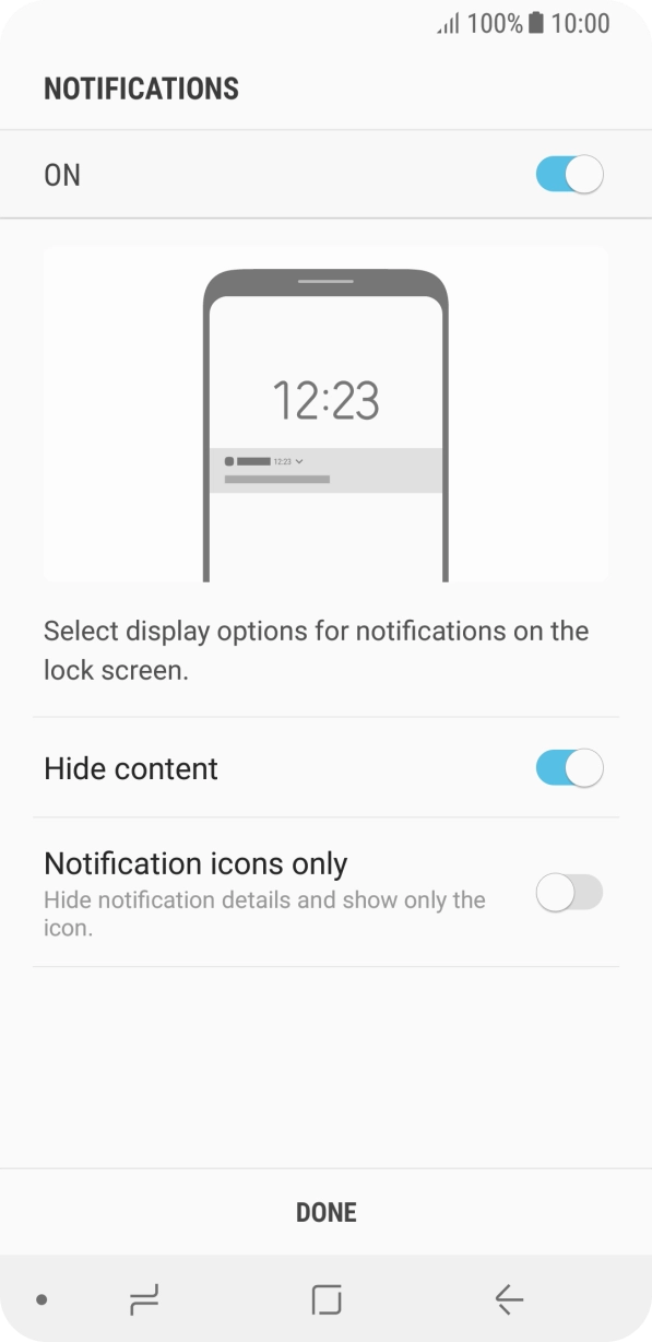 Press the indicator next to the required settings. Press the indicator next to the required settings.