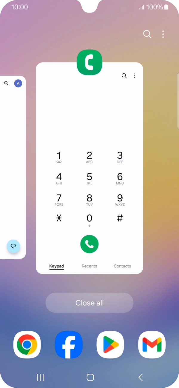To end one running application, slide your finger upwards on the required application.