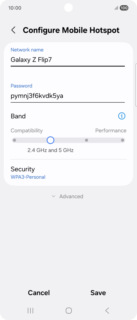 Press the field below 'Password' and key in the required password.