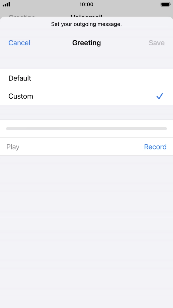 Press Record to start recording a personal greeting. Press Record to start recording a personal greeting.