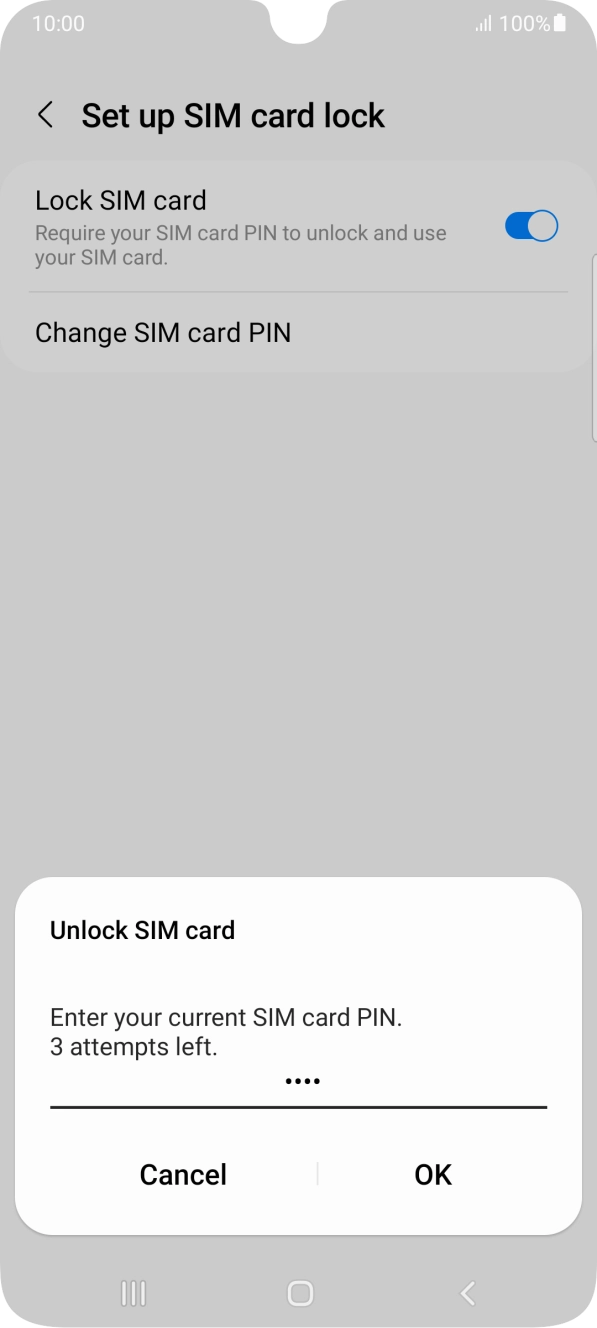 Key in your SIM PIN and press OK. The default SIM PIN is 0000.