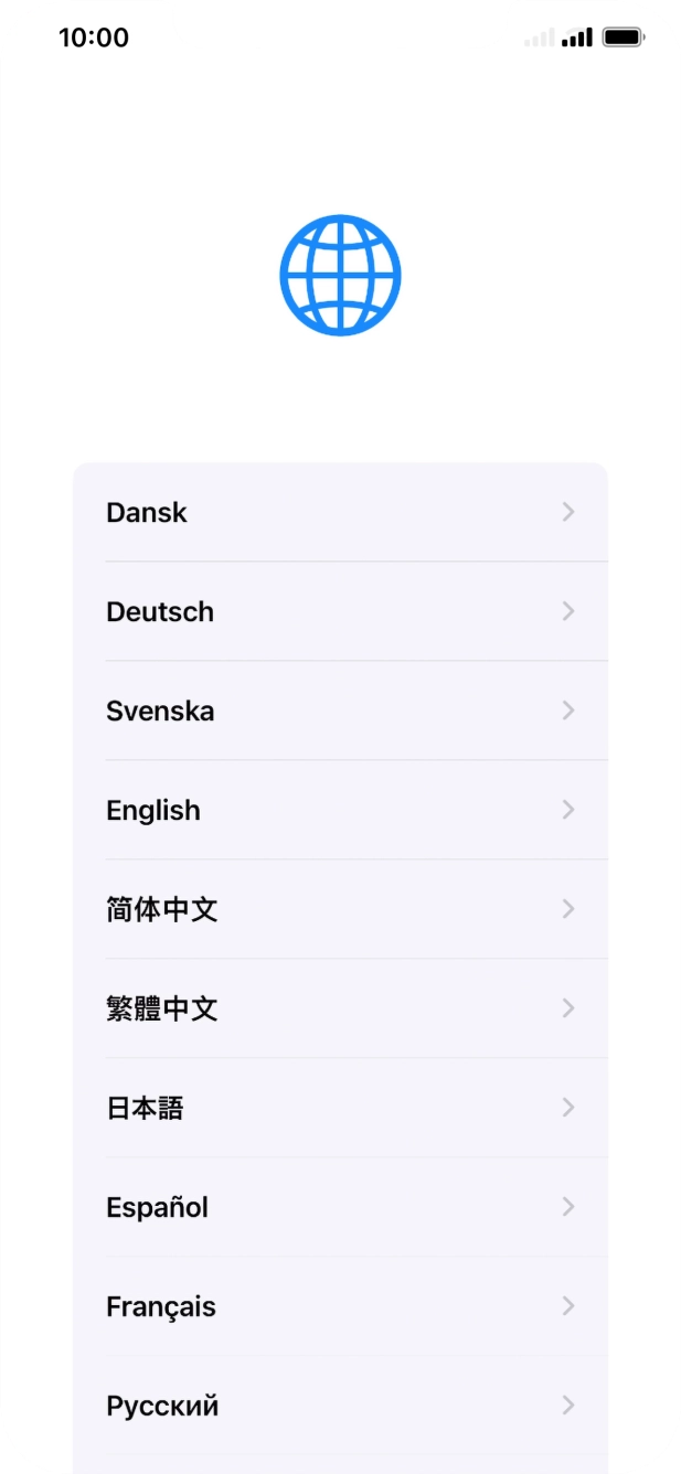 Press the required language. Press the required language.