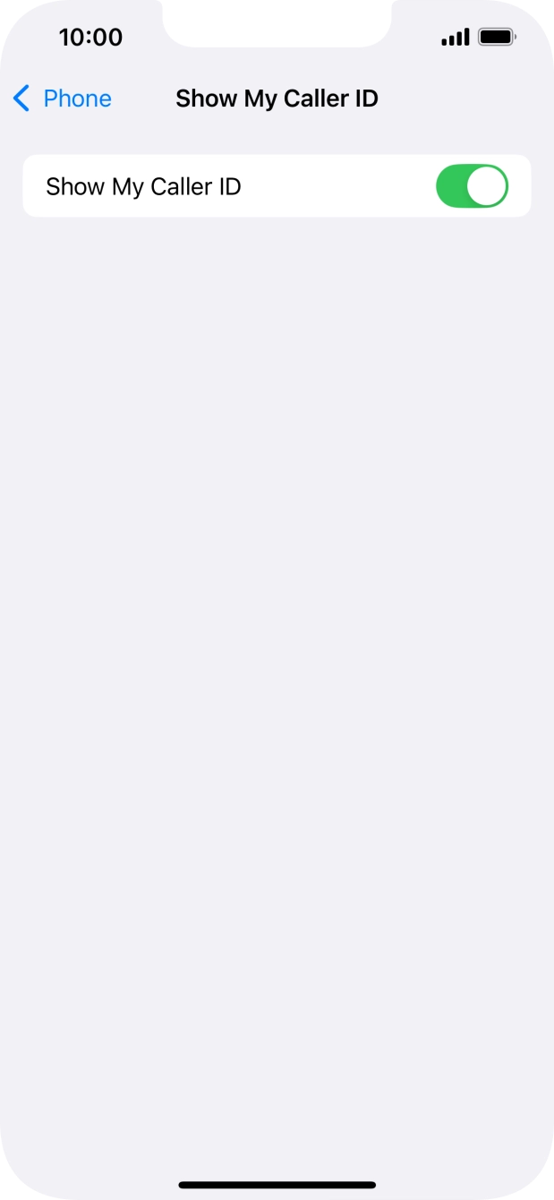 Press the indicator next to 'Show My Caller ID' to turn the function on or off.