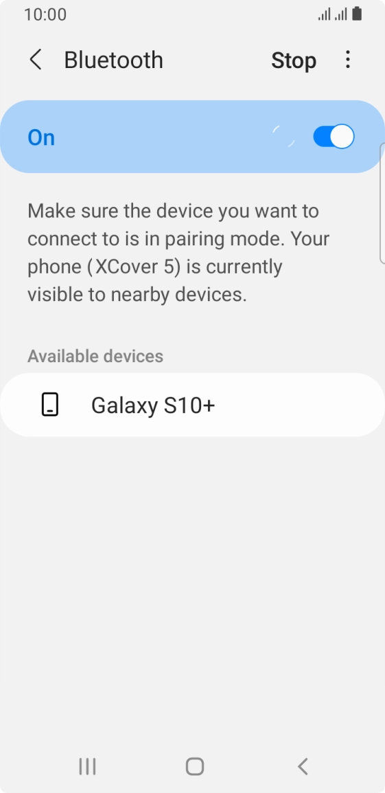 Press the required Bluetooth device and follow the instructions on the screen to pair the device with your phone.