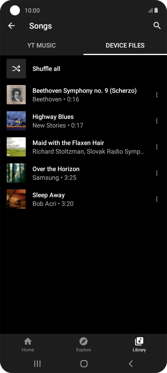 Press the required audio file.