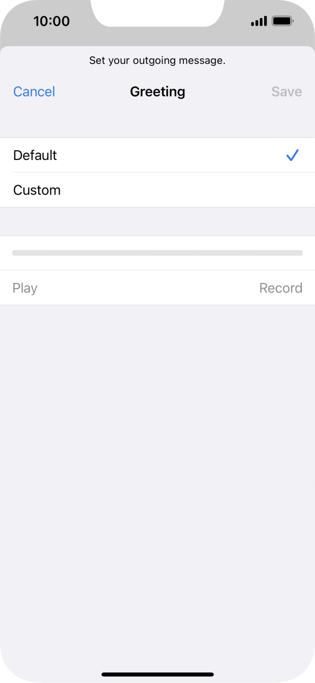 Press Default to select the default greeting.