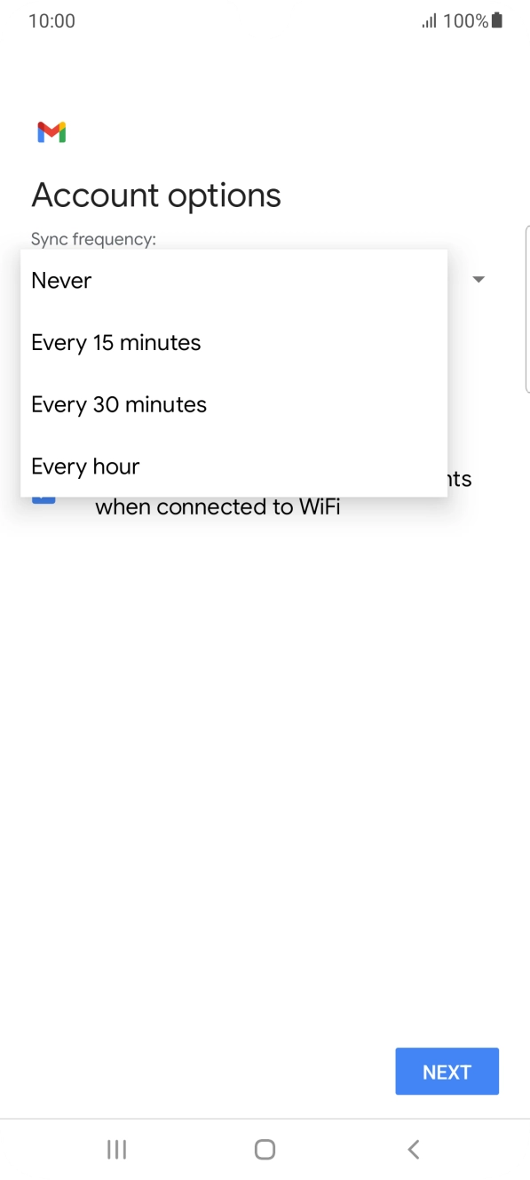 Press the required setting. Press the required setting.