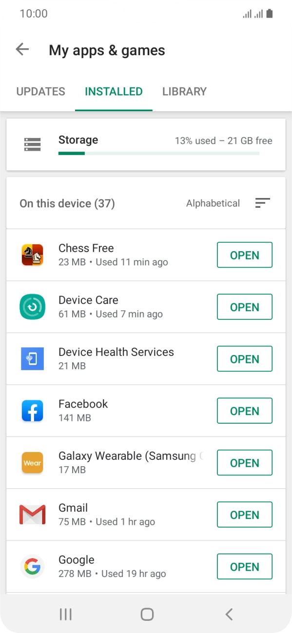 Press the required app.