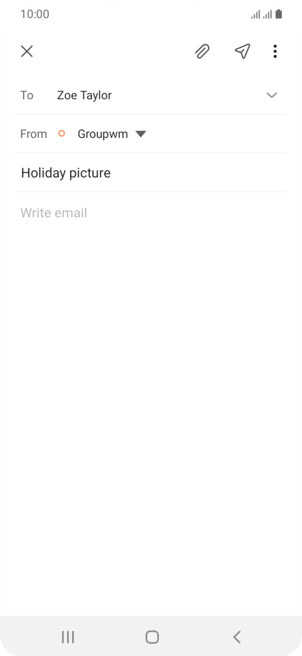 Press the text input field and write the text for your email. Press the text input field and write the text for your email.