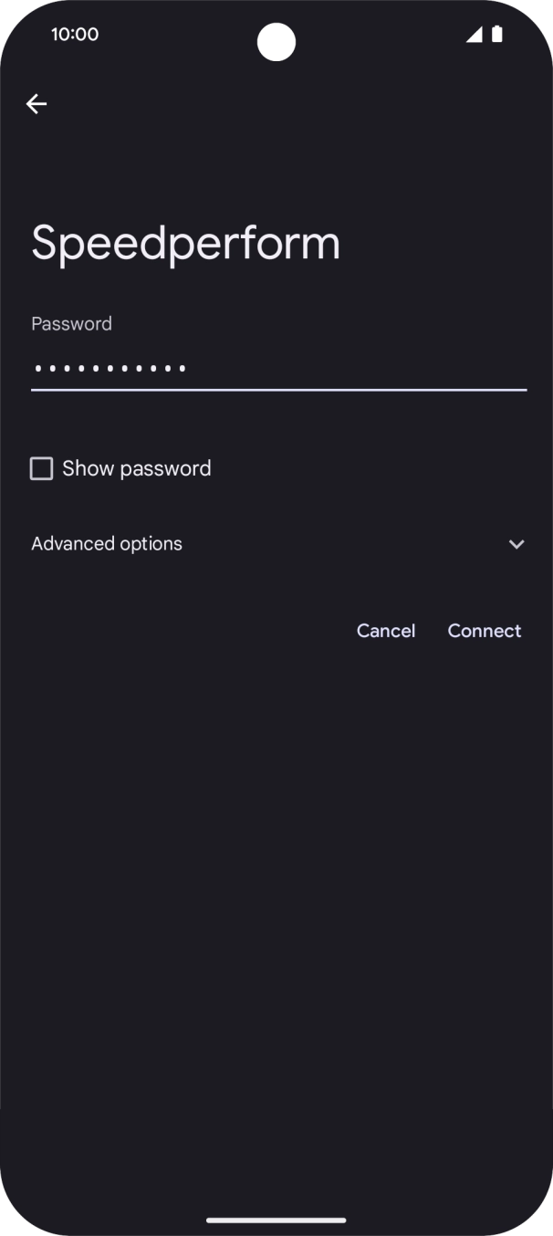 Key in the password for the WiFi network and press Connect.