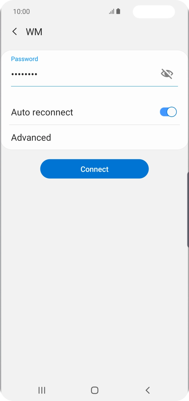Key in the password for the WiFi network and press Connect.