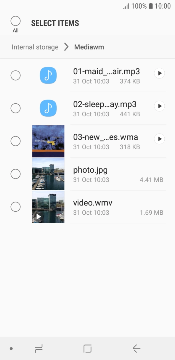 Press the required file. Press the required file.