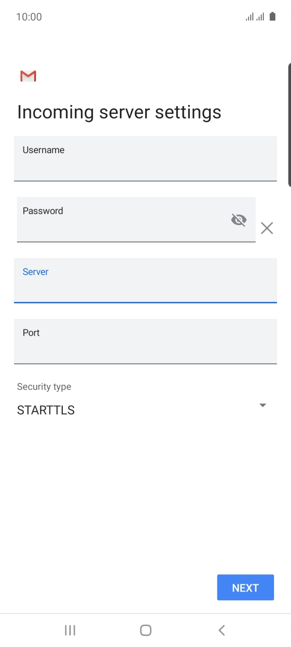 Press the field below 'Port' and key in 143.