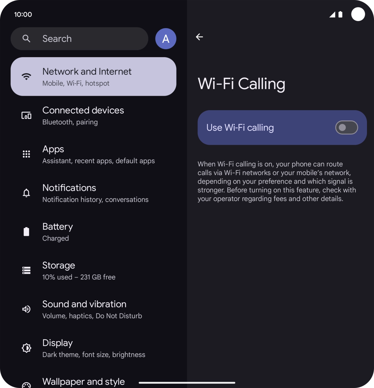 Press the indicator next to 'Use Wi-Fi calling' to turn the function on or off. Press the indicator next to 'Use Wi-Fi calling' to turn the function on or off.
