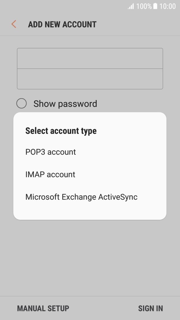 Press IMAP account. Press IMAP account.