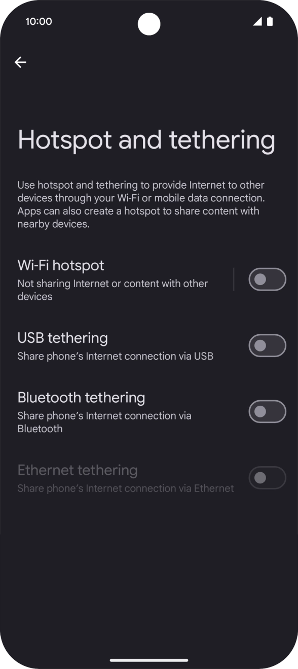Press Wi-Fi hotspot. Press Wi-Fi hotspot.