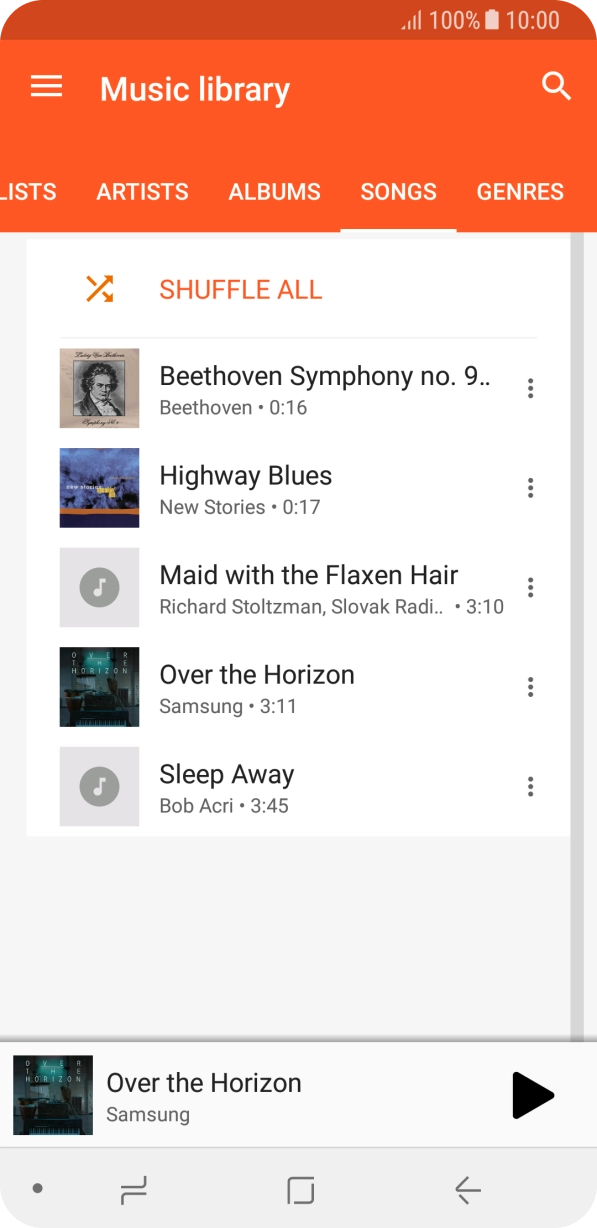 Press the required audio file.