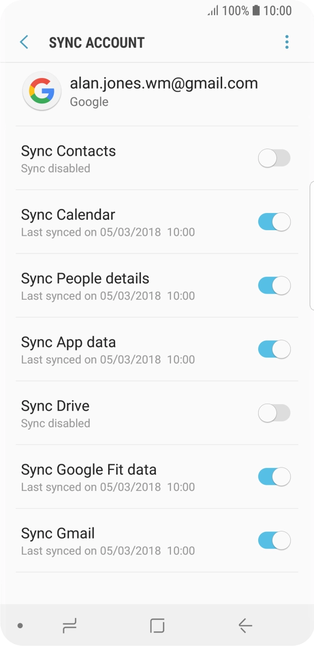 Press the indicator next to 'Sync Contacts' to turn on the function.