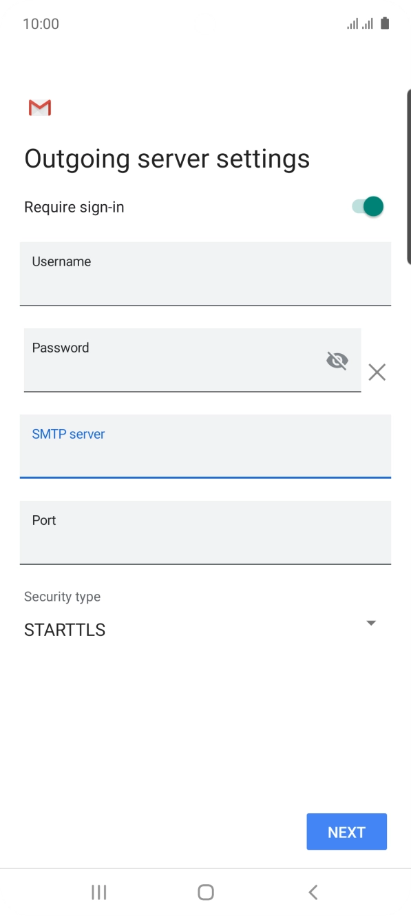 Press the field below 'Port' and key in 25.