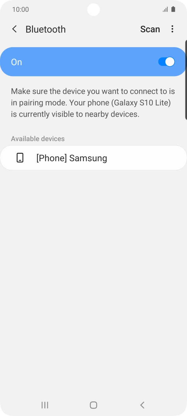 Press the required Bluetooth device and follow the instructions on the screen to pair the device with your phone.