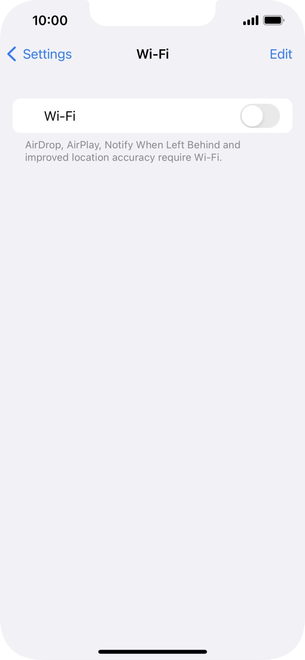 Press the indicator next to 'Wi-Fi' to turn on the function.