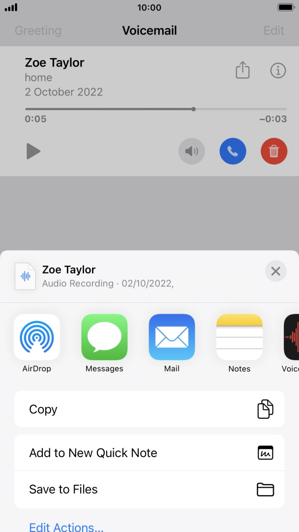 Press the required setting and follow the instructions on the screen to share or save the message. Press the required setting and follow the instructions on the screen to share or save the message.