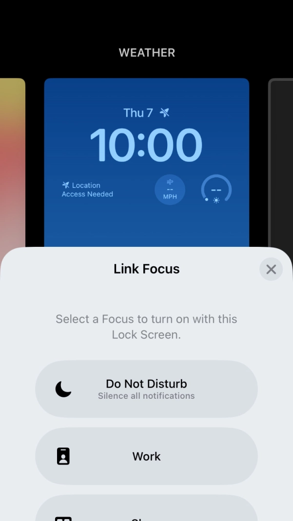Press the required focus mode. Press the required focus mode.