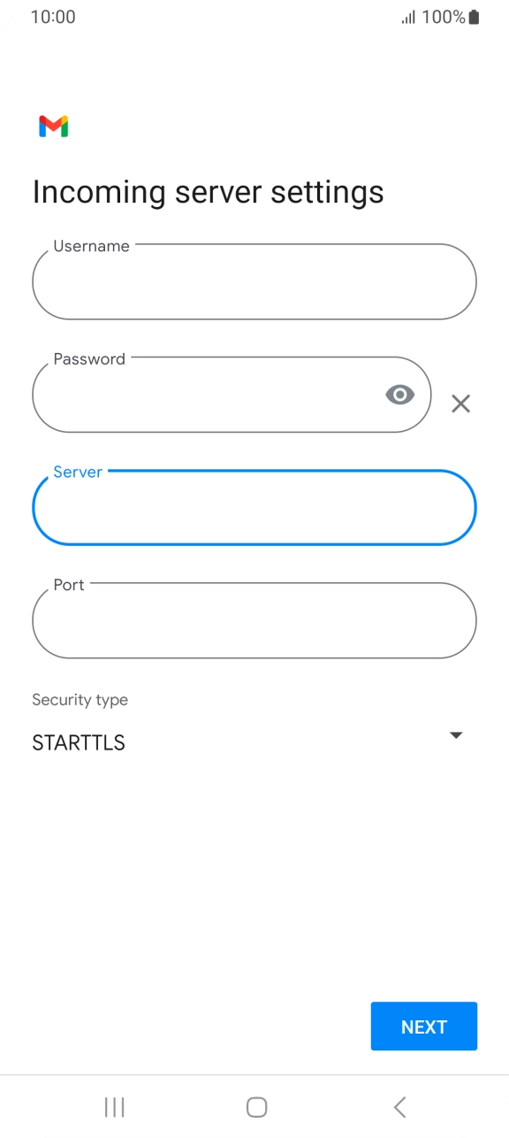 Press the field below 'Port' and key in 993. Press the field below 'Port' and key in 993.