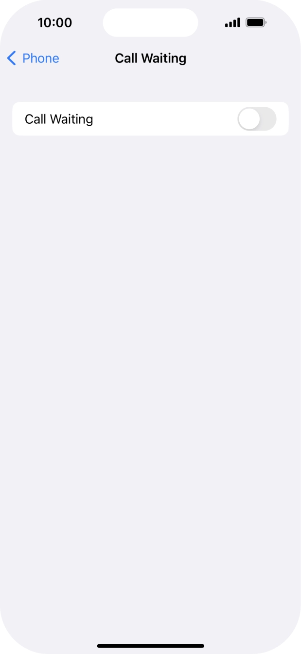 Press the indicator next to 'Call Waiting' to turn the function on or off.