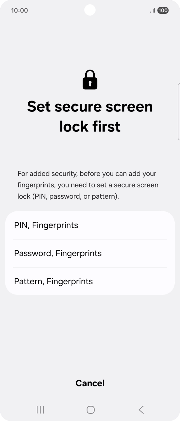 Press the required lock code and follow the instructions on the screen to create an additional lock code.