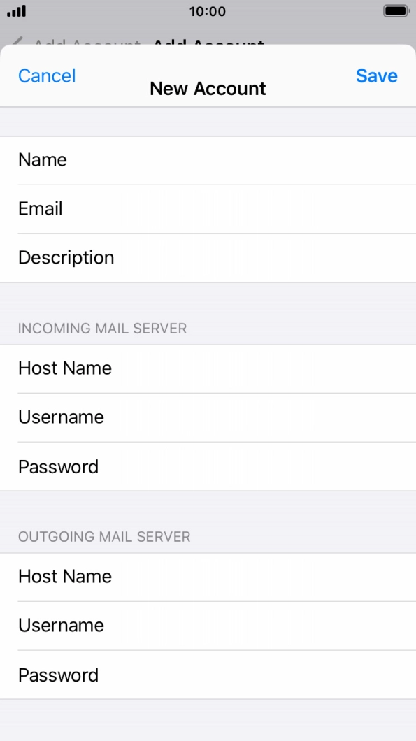 Press Save. Your email account has now been set up. To select more settings for incoming and outgoing server, proceed with the following steps. Press Save. Your email account has now been set up. To select more settings for incoming and outgoing server, proceed with the following steps.