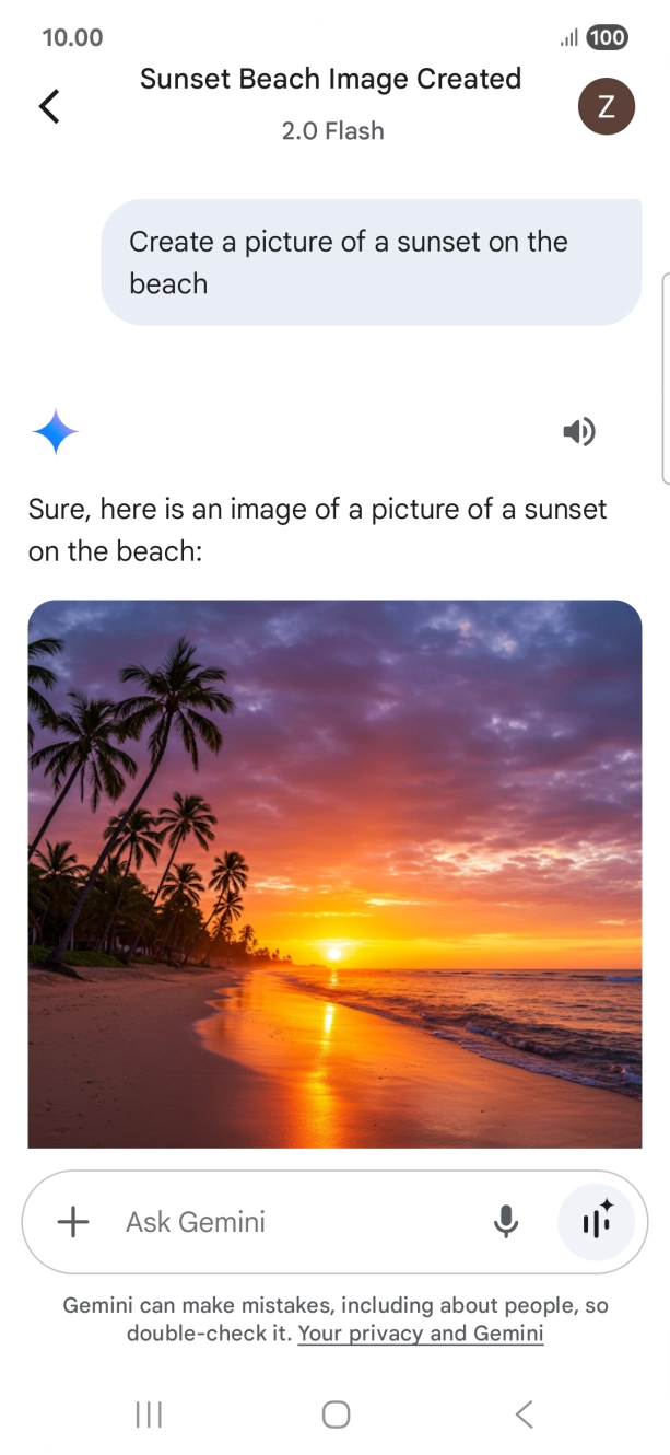 You can also ask Gemini to generate a picture based on your description. You can also ask Gemini to generate a picture based on your description.