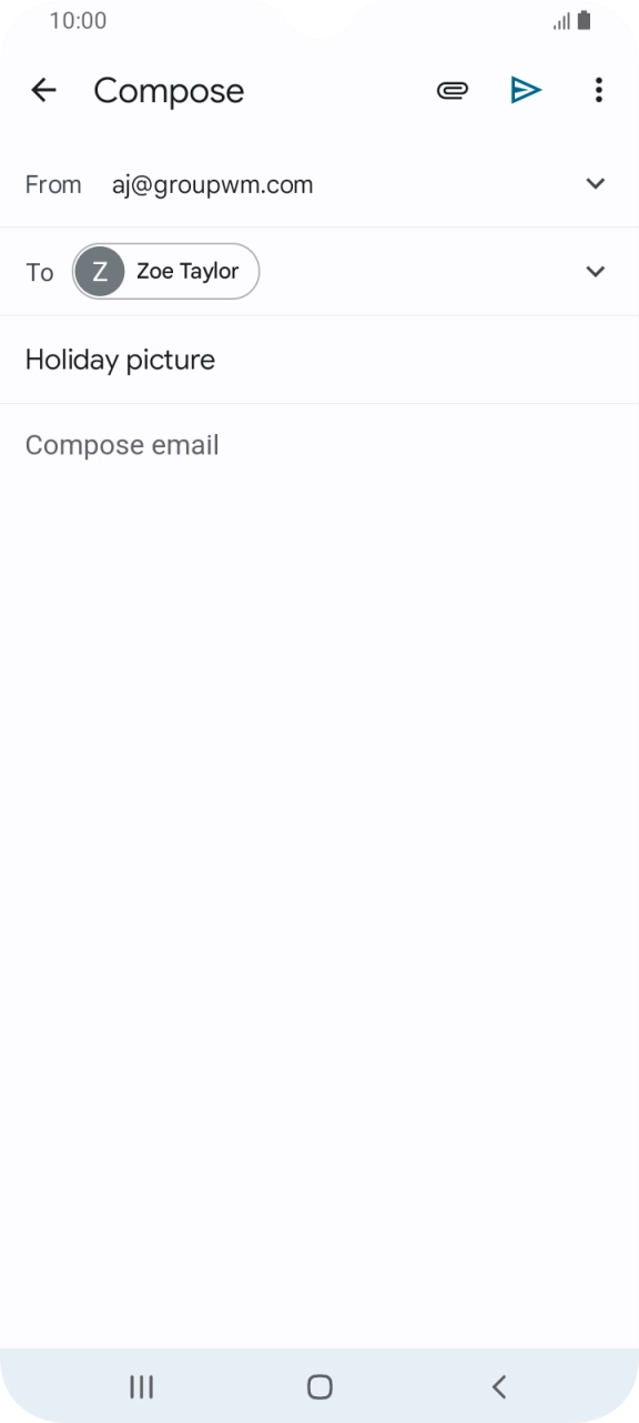 Press the text input field and write the text for your email. Press the text input field and write the text for your email.