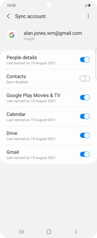 Press the indicator next to 'Contacts' to turn on the function.