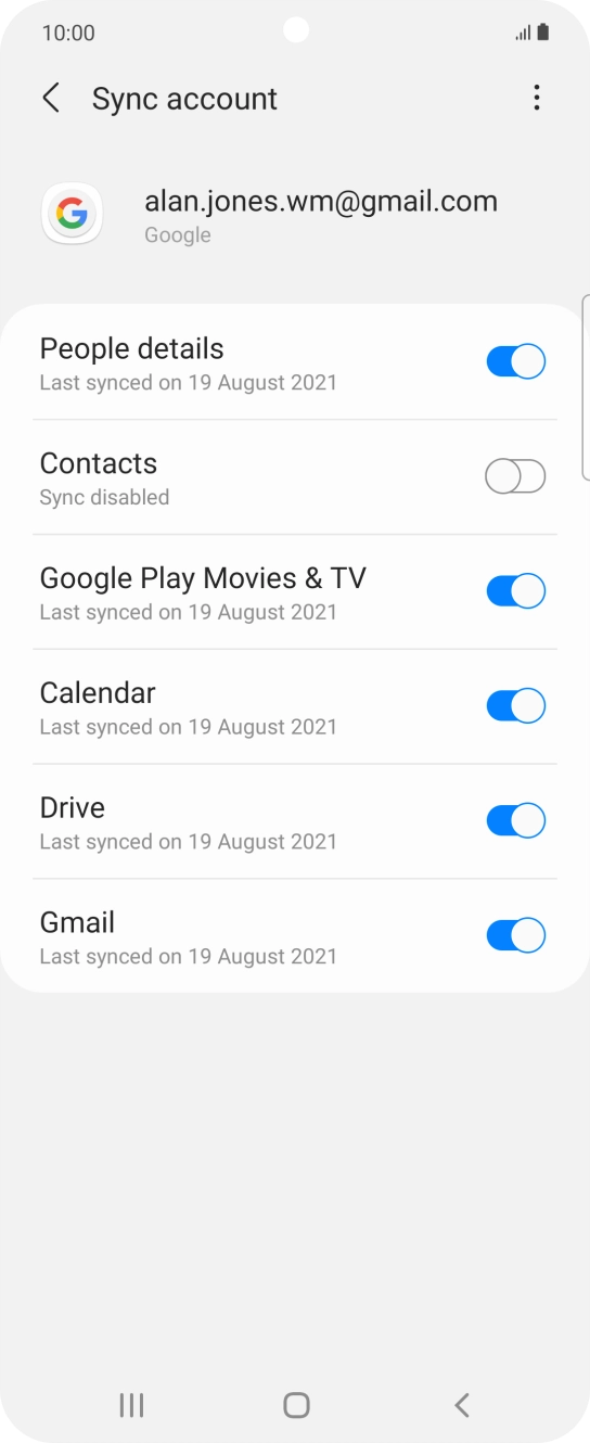 Press the indicator next to 'Contacts' to turn on the function. Press the indicator next to 'Contacts' to turn on the function.