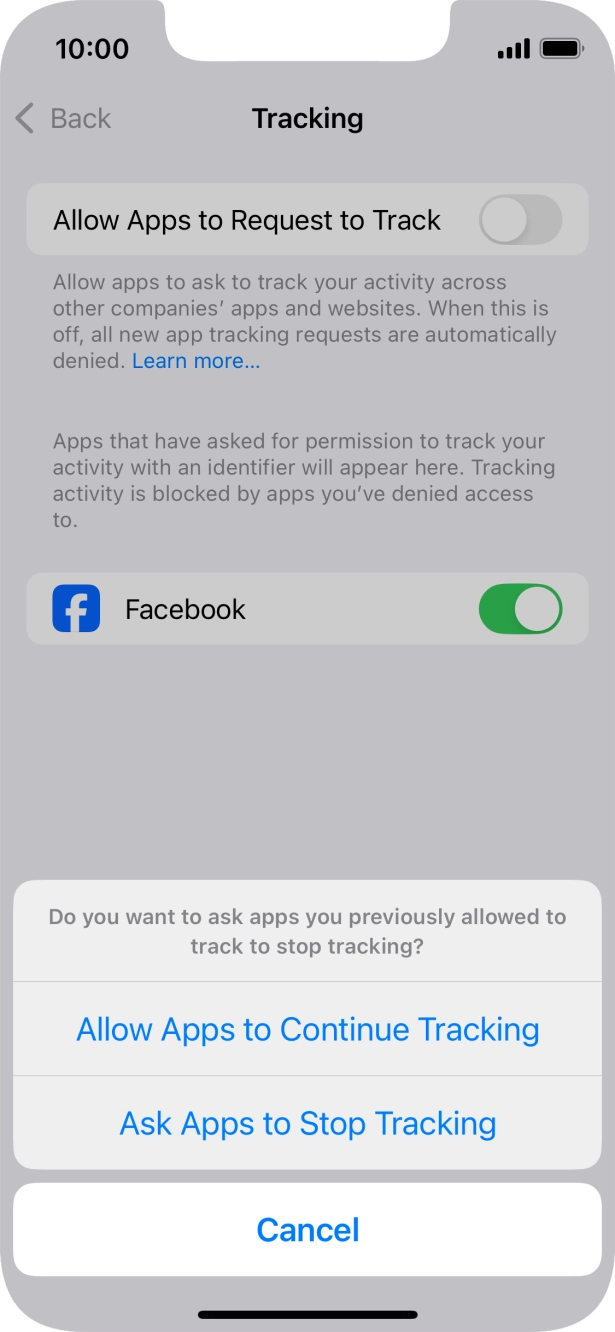 If you turn off the function, press the required setting.