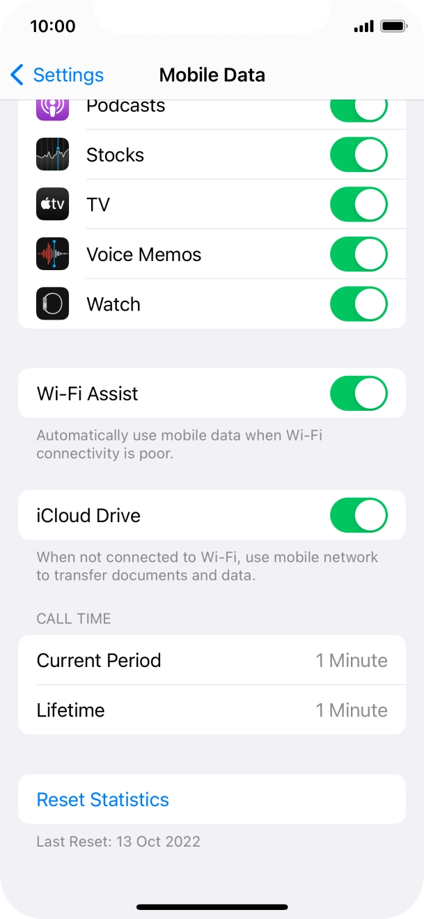 Press the indicator next to 'Wi-Fi Assist' to turn the function on or off.