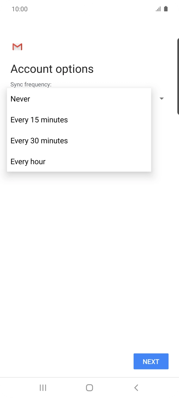 Press the required setting.