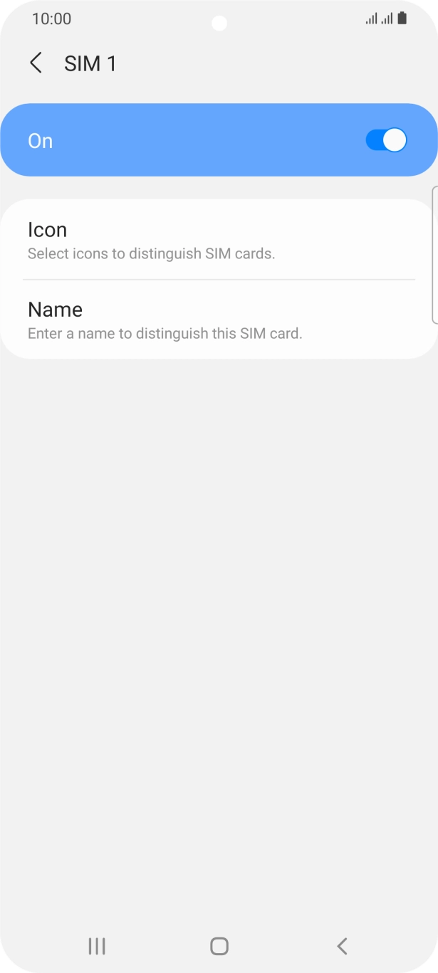Press the indicator to turn use of the SIM on or off.