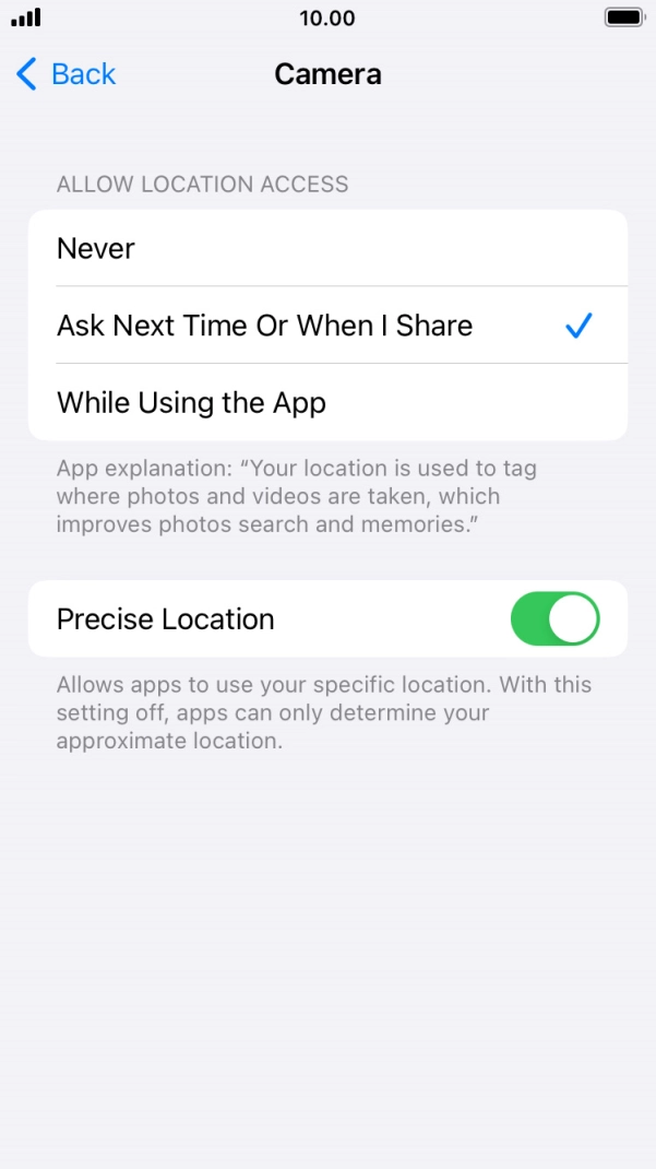 Press the required setting to turn the function on or off. Press the required setting to turn the function on or off.
