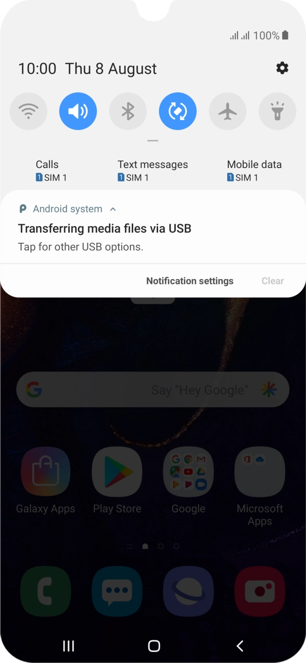 Press Tap for other USB options..