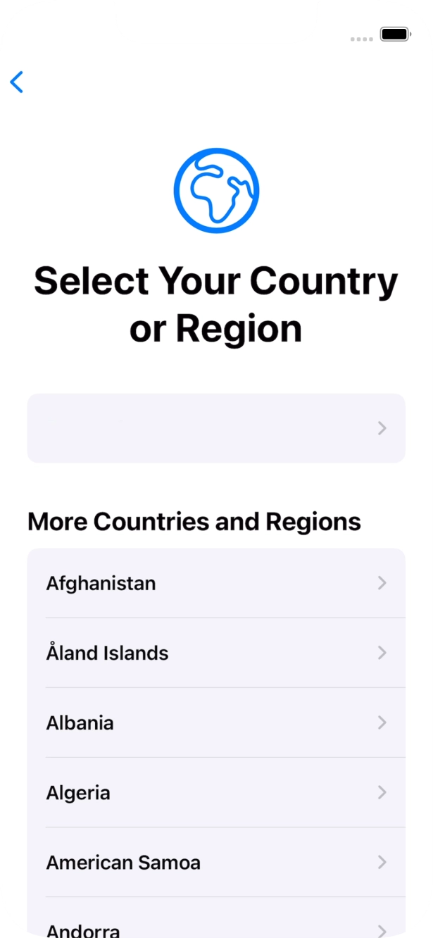 Press the required country or area.