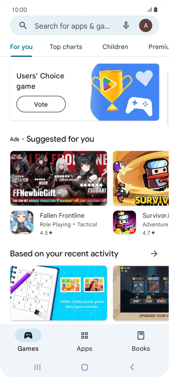 Press the search field.