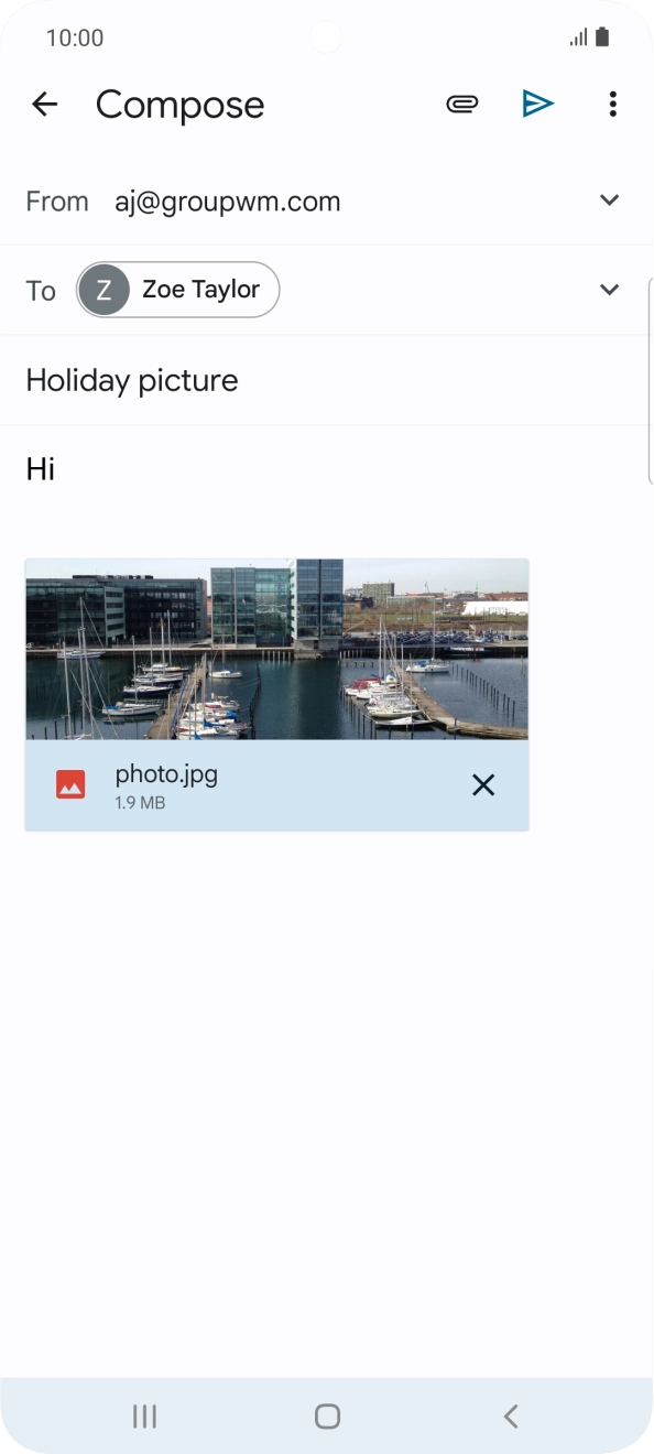 Press the send icon when you've finished your email.