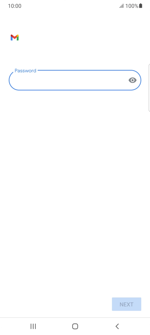 Press the field below 'Password' and key in the password for your email account. Press the field below 'Password' and key in the password for your email account.