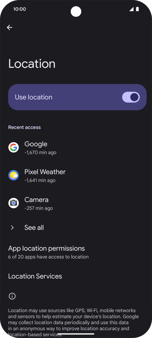 Press App location permissions. Press App location permissions.