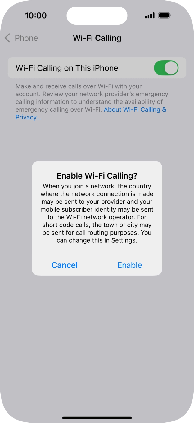 If you turn on the function, press Enable.