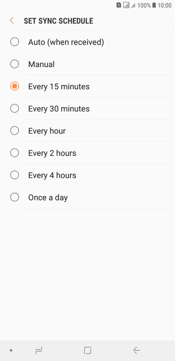 Press the required setting.